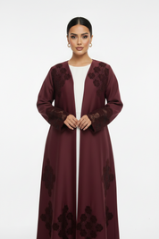 C 2445 Burgundy Dantel Abaya
