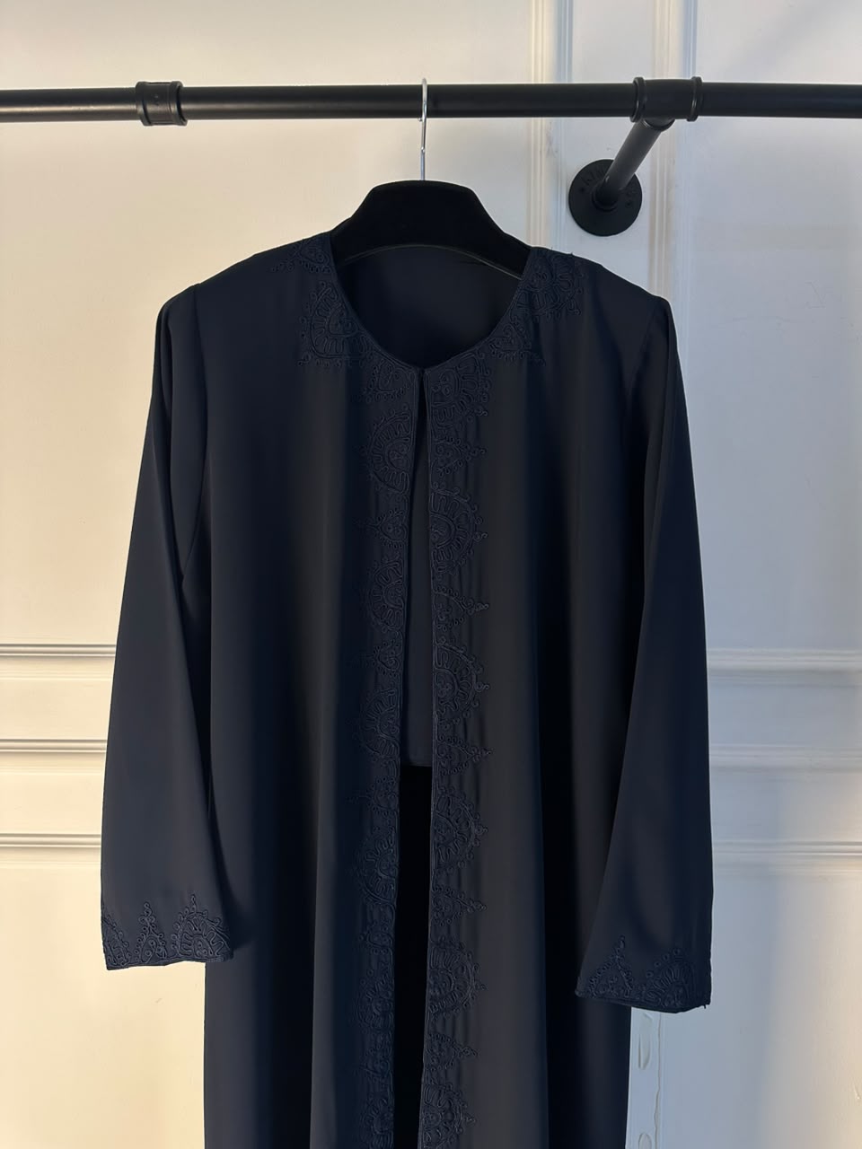 C 2446 Navy Embroidered Abaya