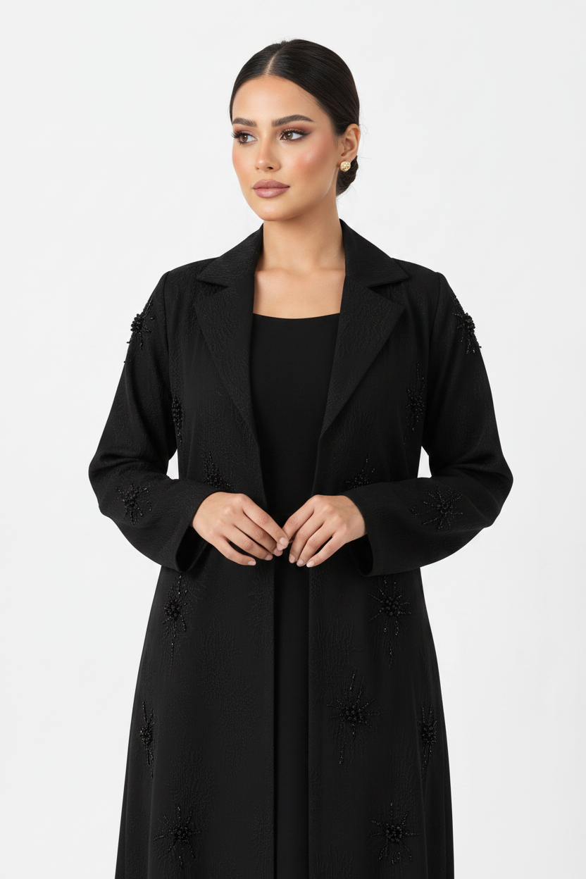 C 2447 Black Beaded Work Abaya