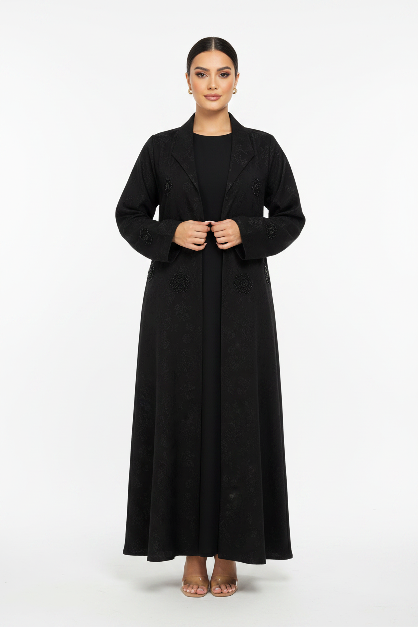 C 2449 Black Beaded Work Abaya