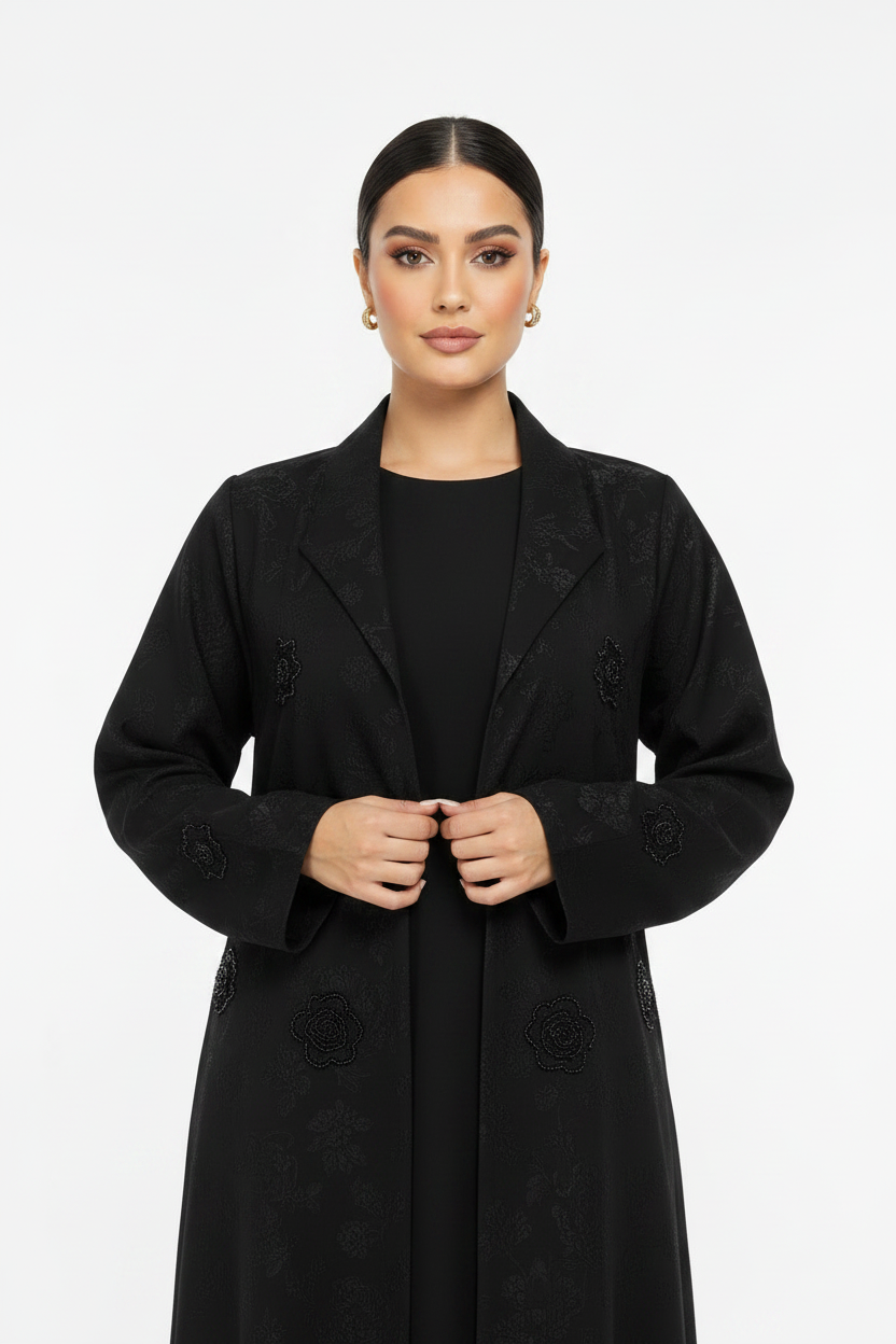 C 2449 Black Beaded Work Abaya