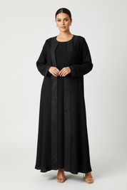 C 2450 Black Beaded Work Abaya