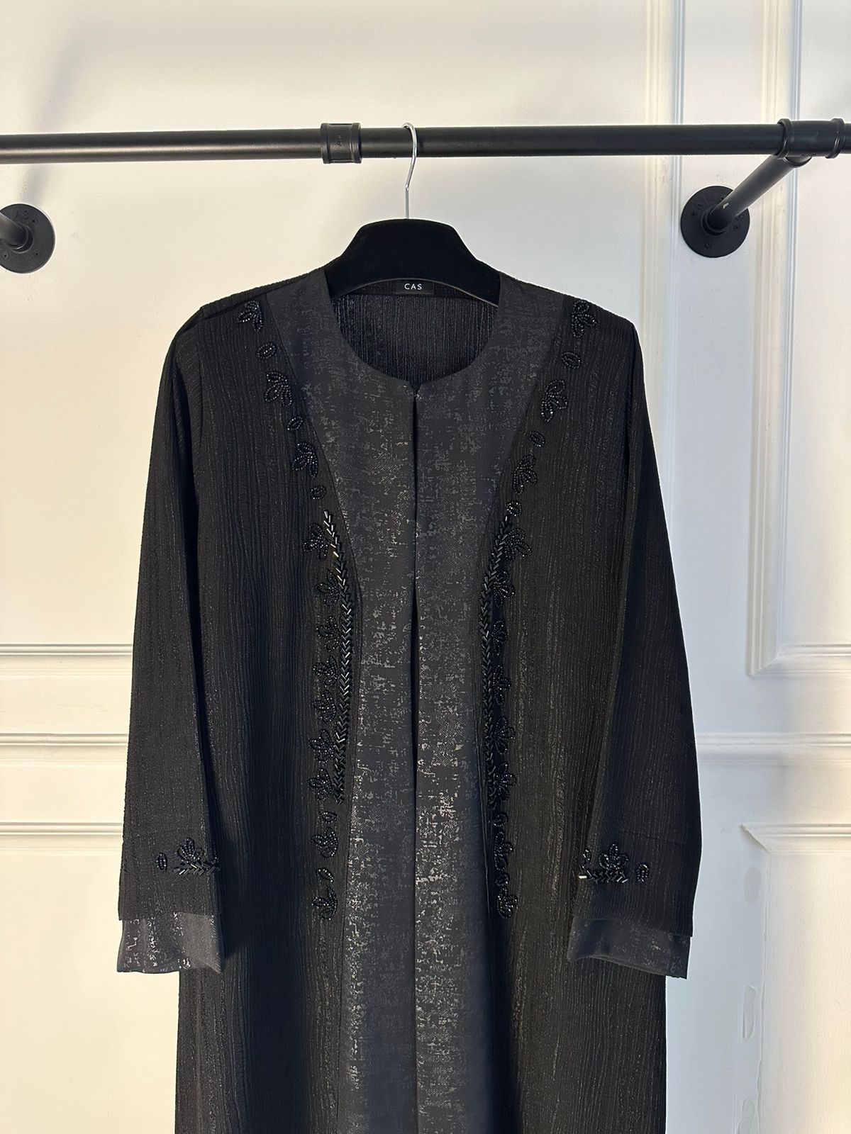 C 2450 Black Beaded Work Abaya