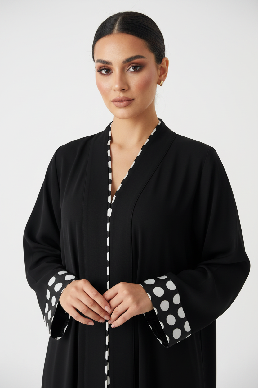 C 2451 Black Polka Dot Abaya