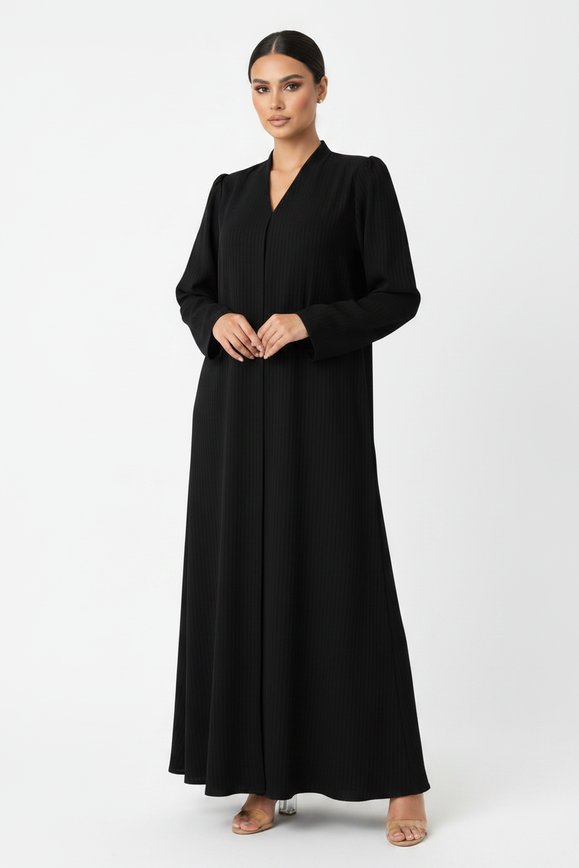 C 2455 Black Striped Abaya