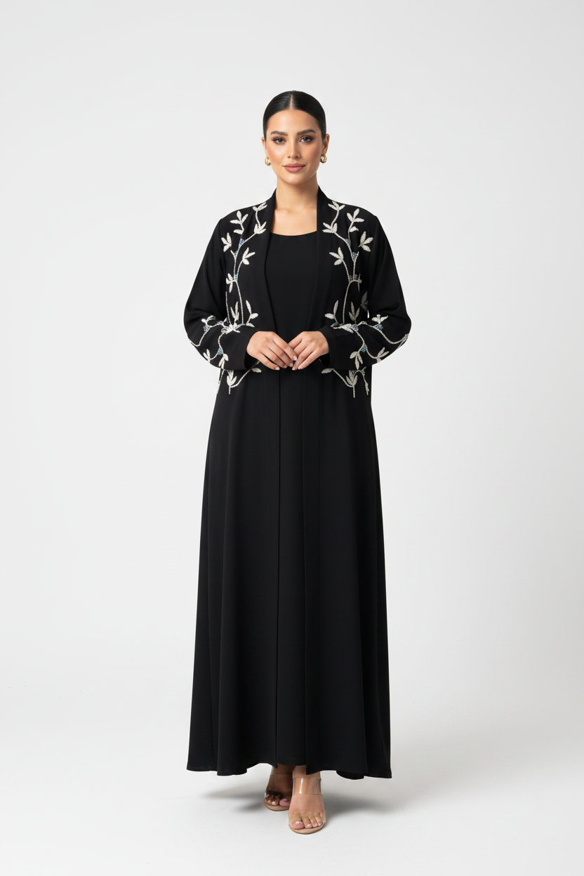 C 2456 Black Beaded Abaya