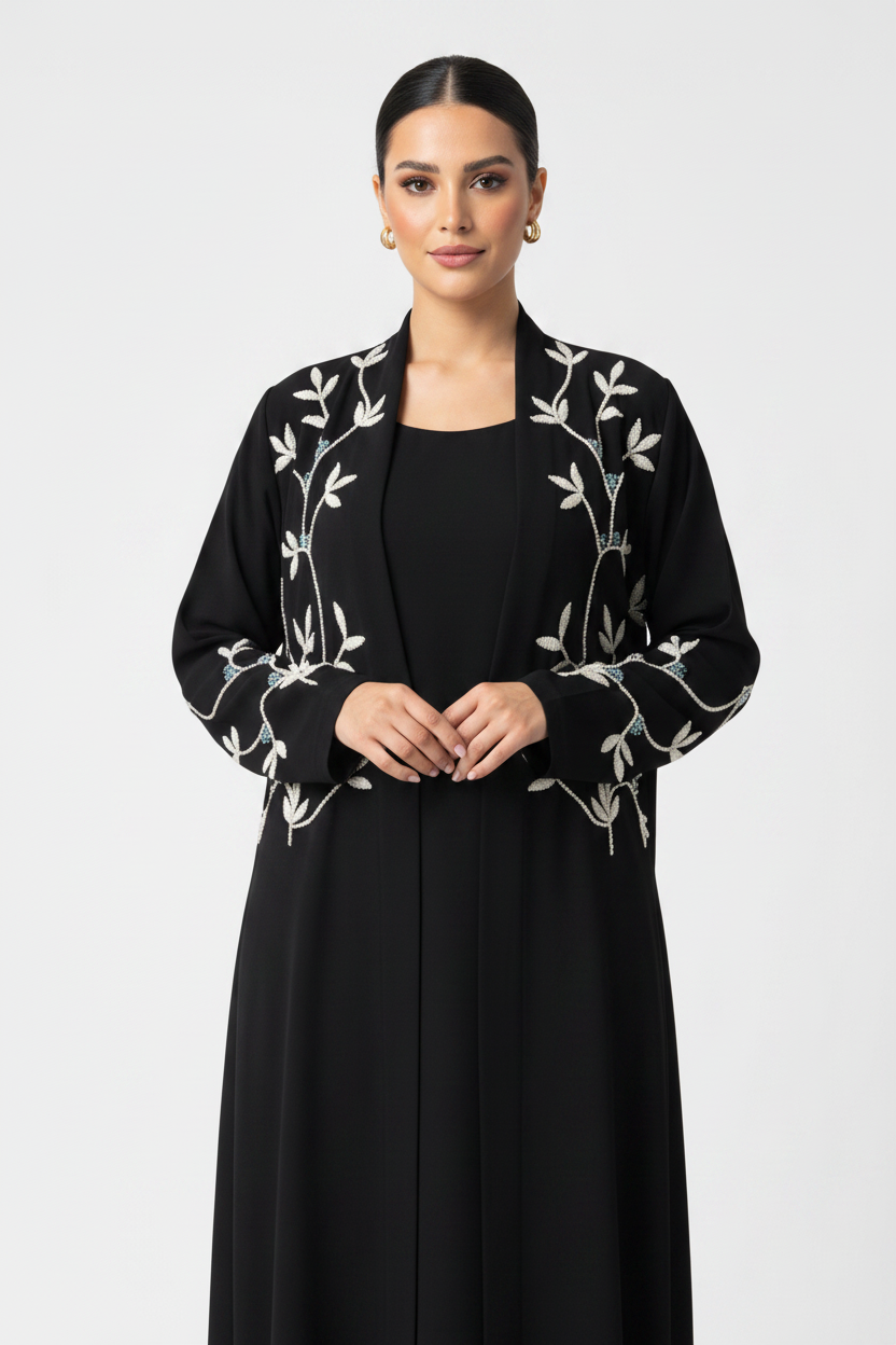 C 2456 Black Beaded Abaya