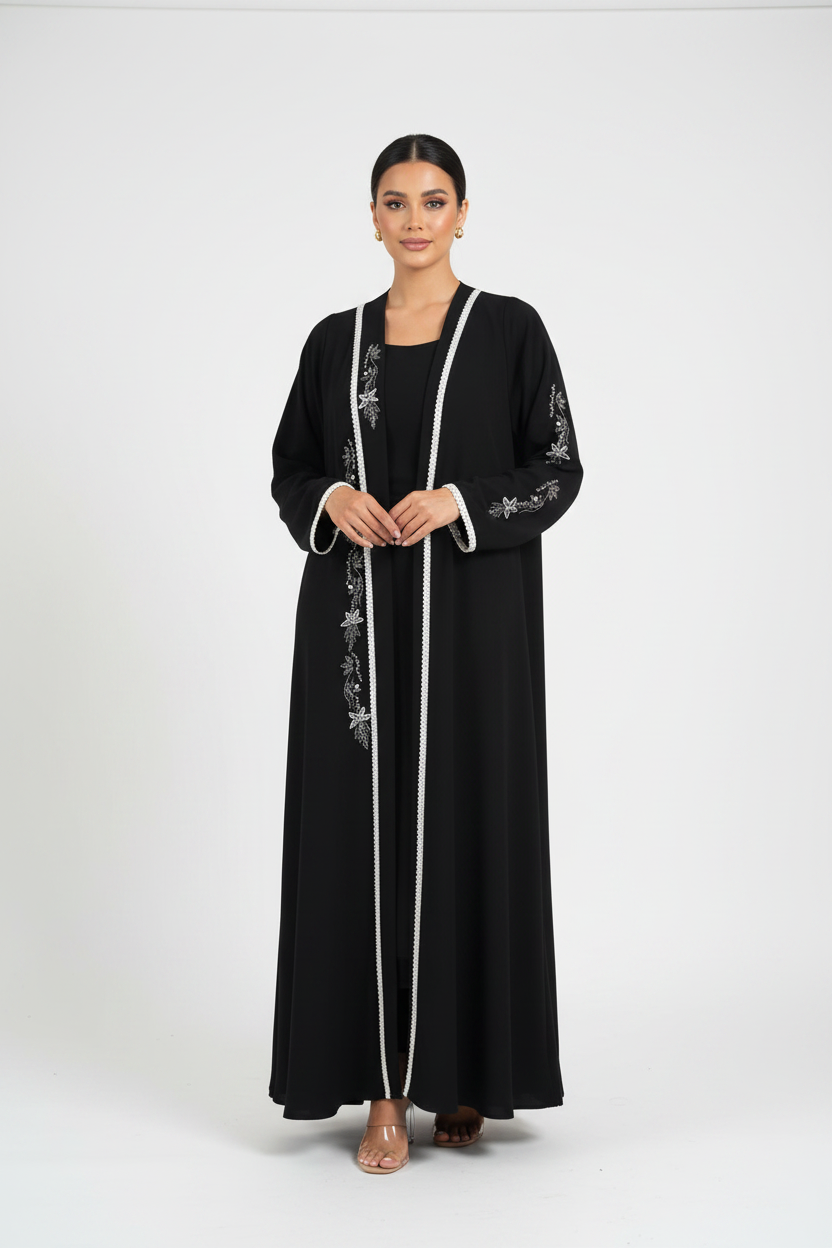 C 2458 Black Beaded Abaya