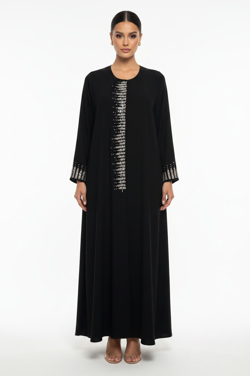 C 2459 Black Beaded Abaya