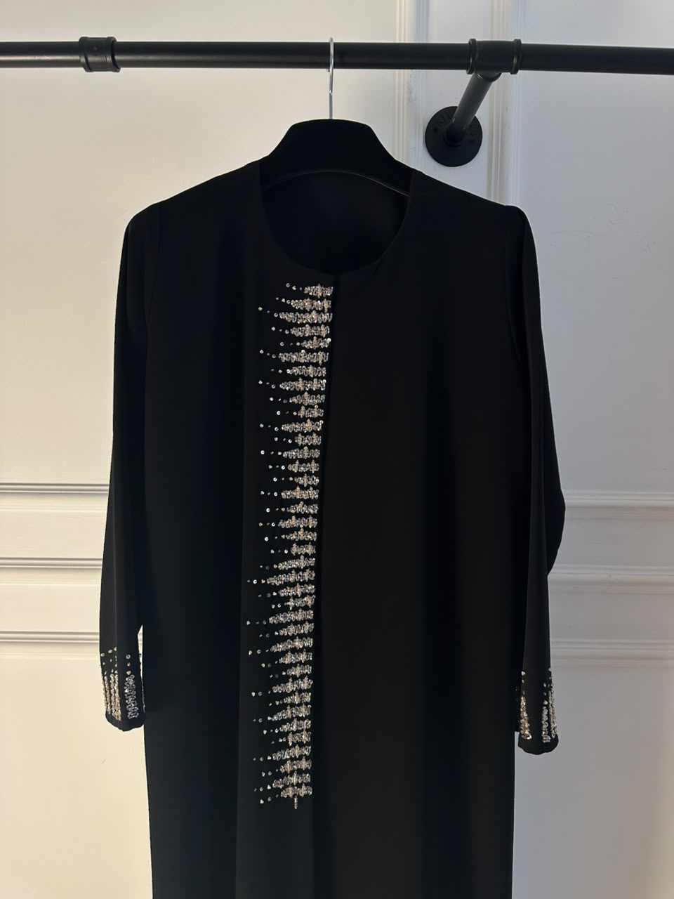 C 2459 Black Beaded Abaya
