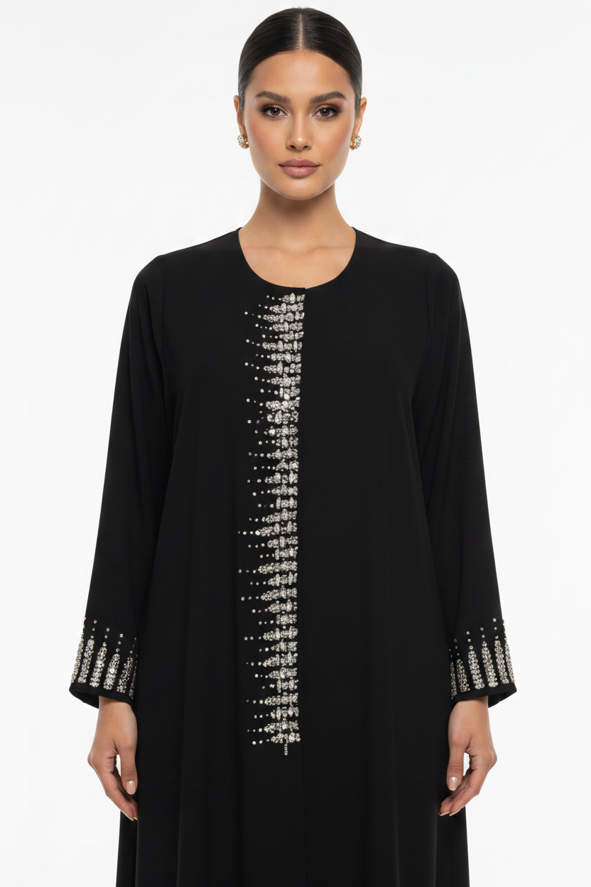 C 2459 Black Beaded Abaya