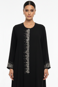 C 2459 Black Beaded Abaya - XS / 50