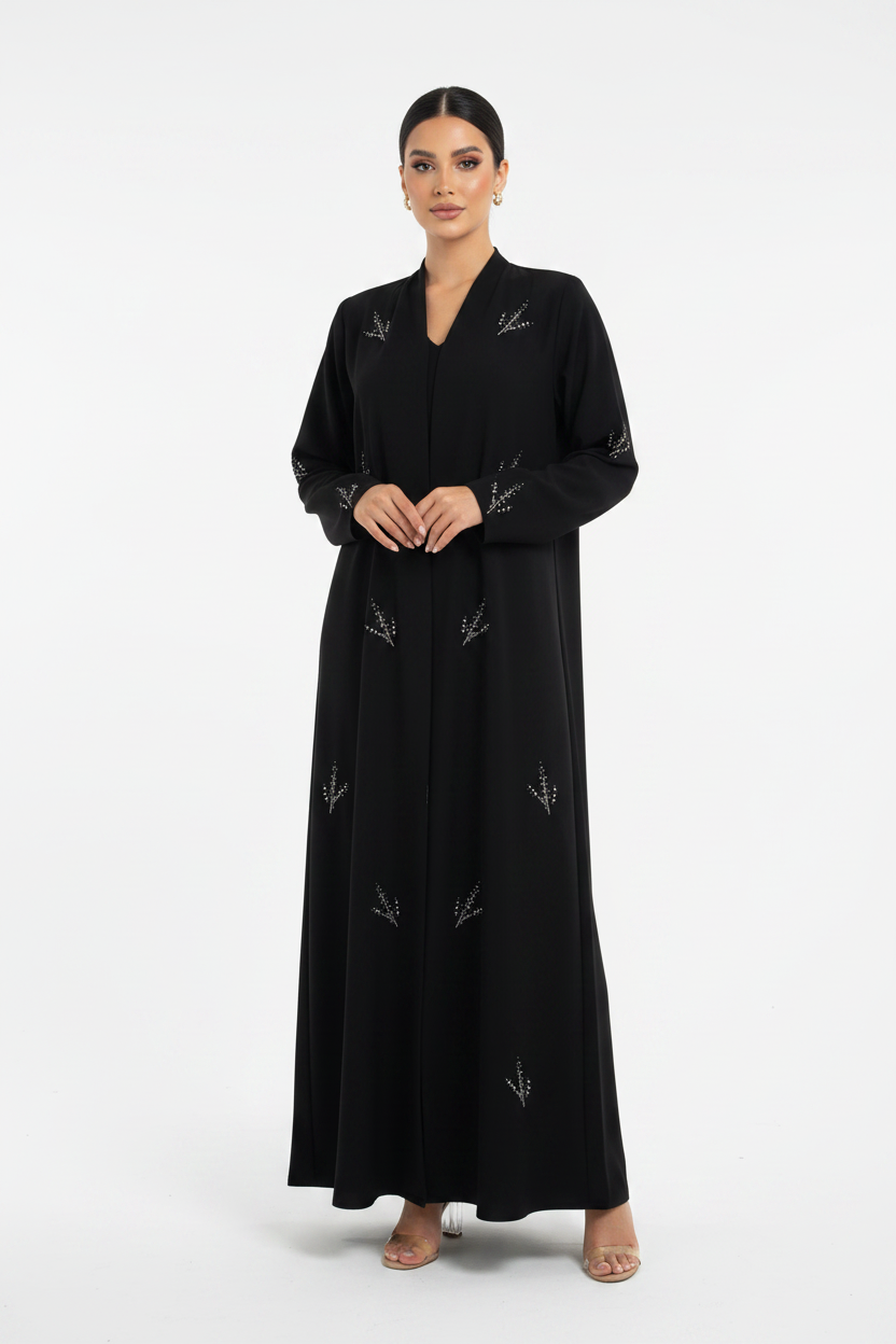 C 2460 Black Beaded Abaya