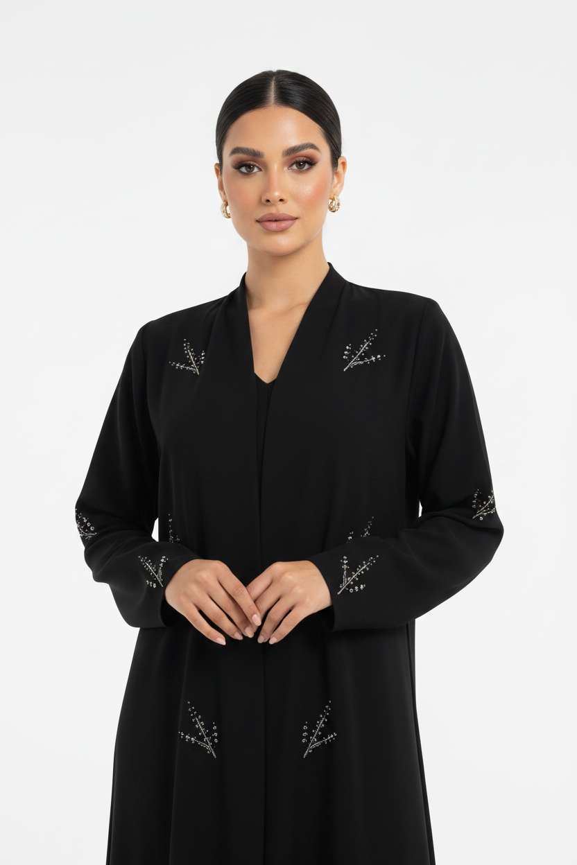 C 2460 Black Beaded Abaya