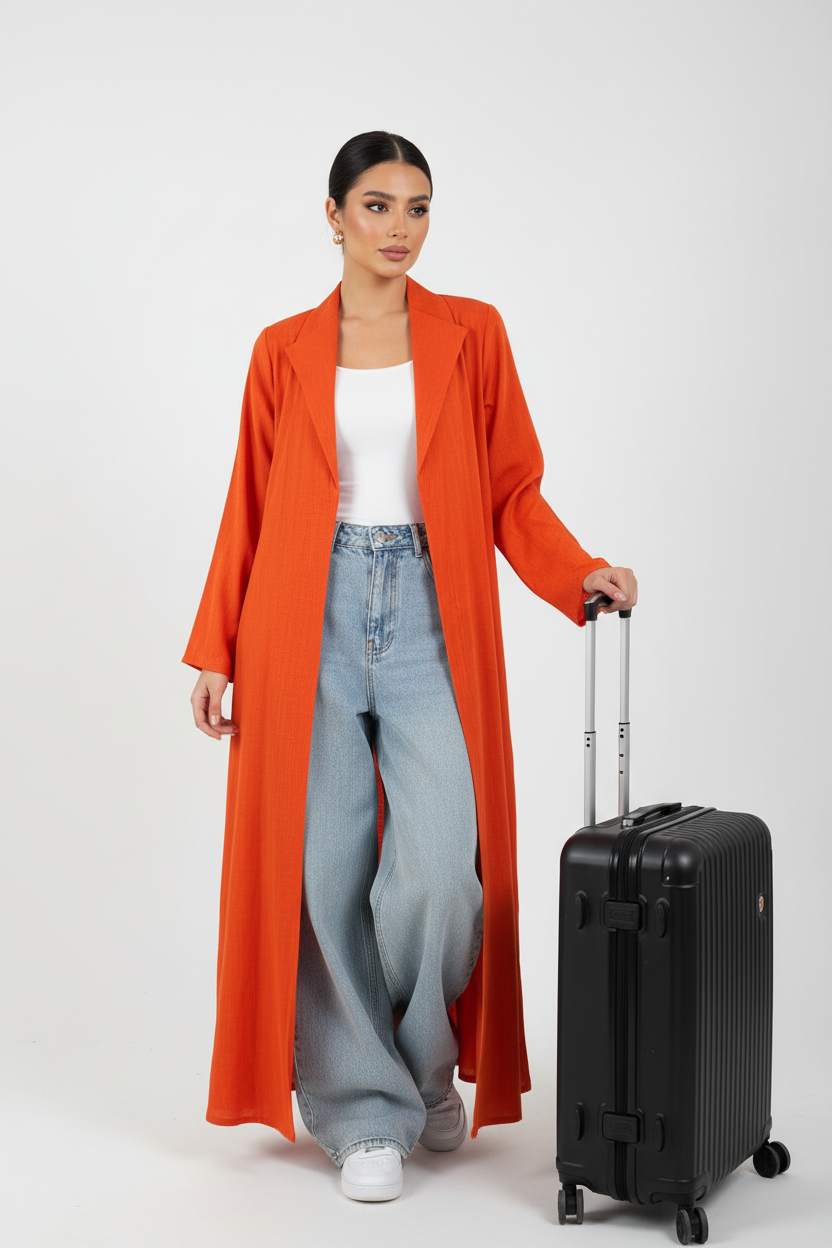 C 2466-01 Bright Orange Travel Abaya