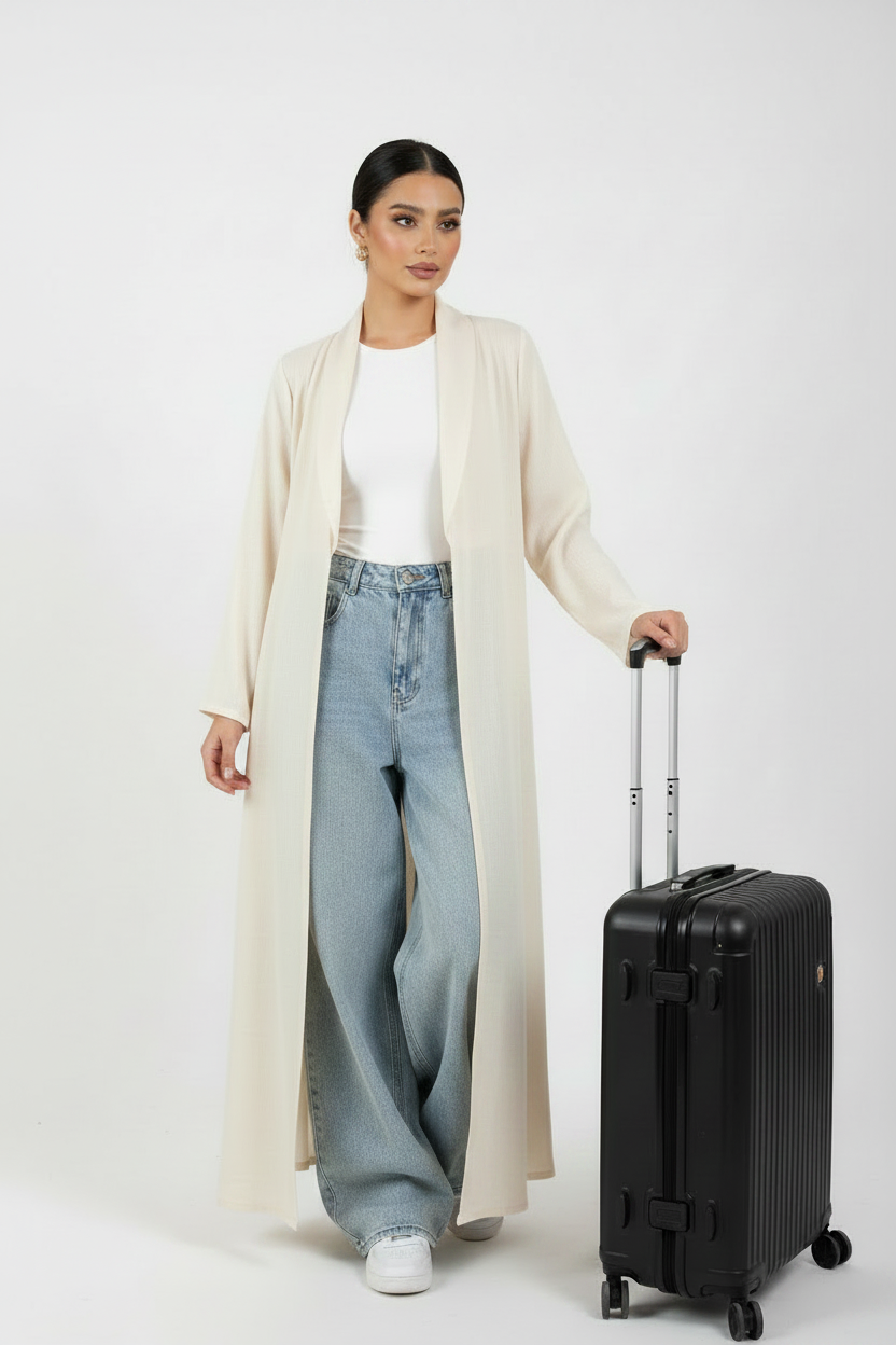 C 2466-04 Cream Travel Abaya