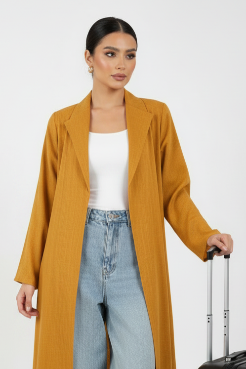 C 2466-09 Mustard Yellow Travel Abaya