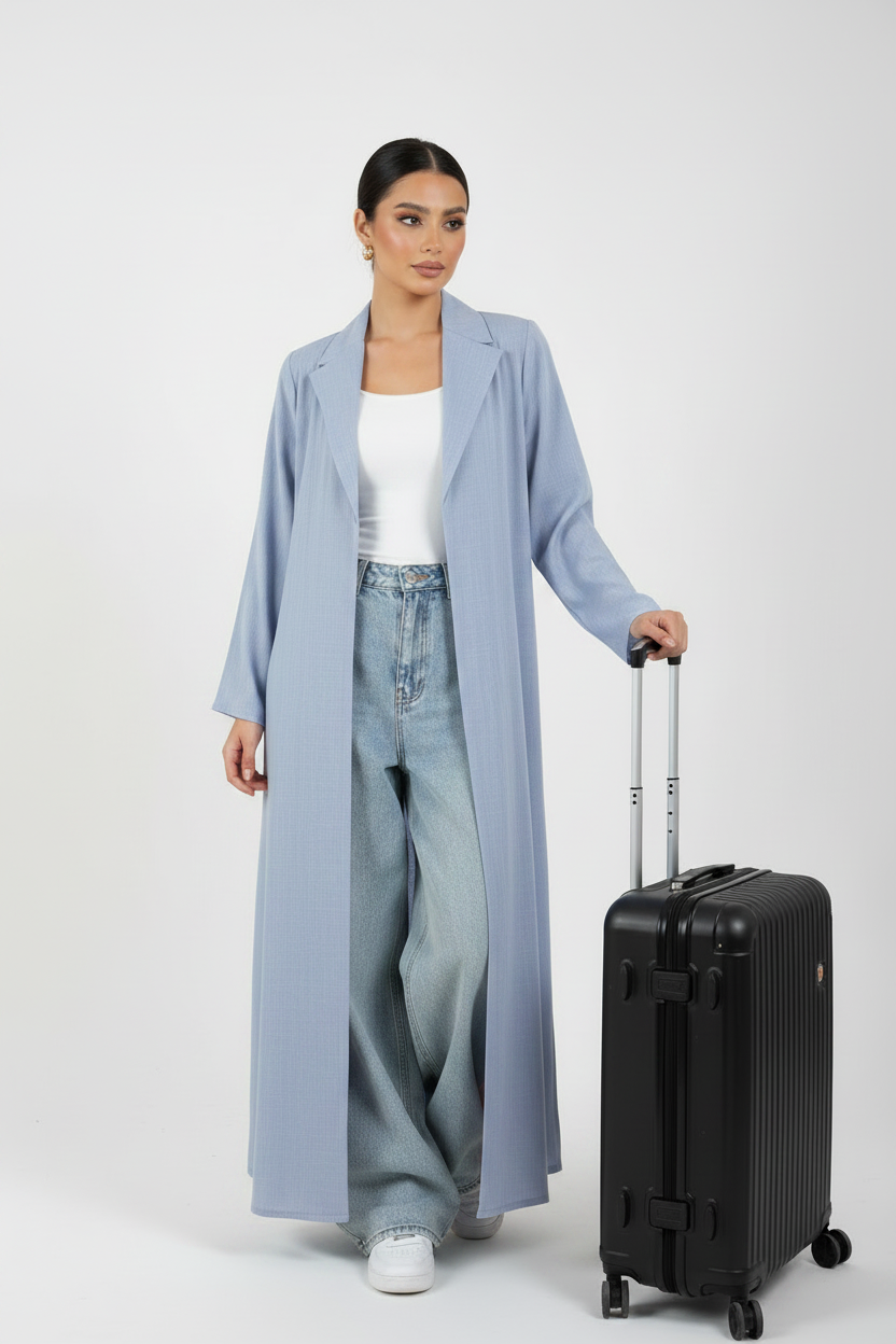C 2466-10 Powder Blue Travel Abaya