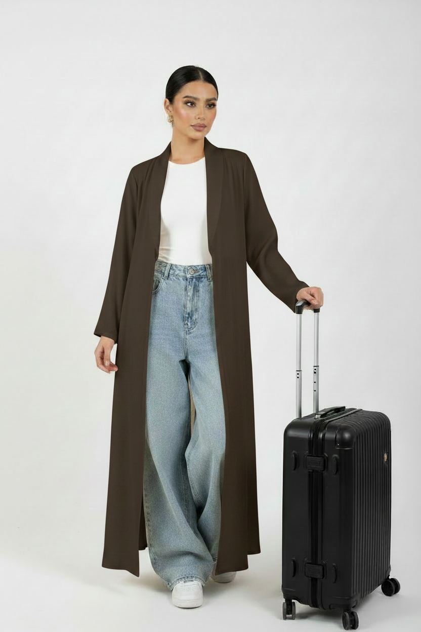 C 2466-11 Chocolate Brown Travel Abaya
