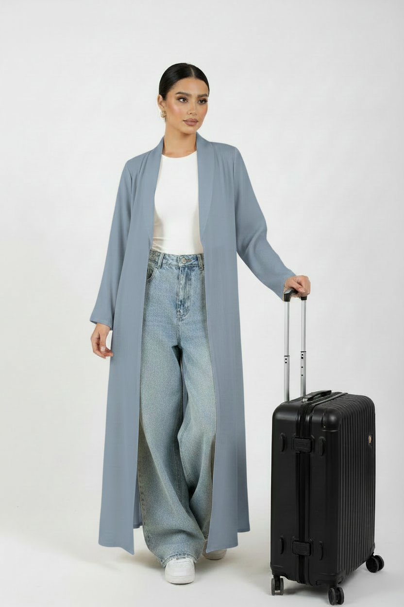 C 2466-12 Dusty Blue Travel Abaya