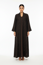 C 2467-01 Brown Dantel Abaya