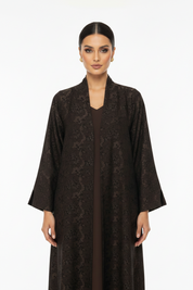 C 2467-01 Brown Dantel Abaya