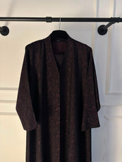 C 2467-02 Dark Purple Floral Dantel Abaya