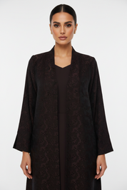 C 2467-02 Dark Purple Floral Dantel Abaya