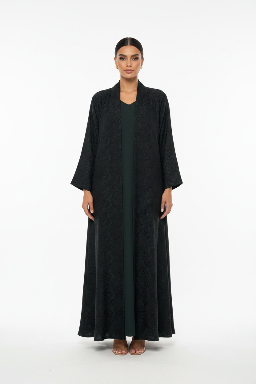 C 2467-03 Dark Green Dantel Abaya