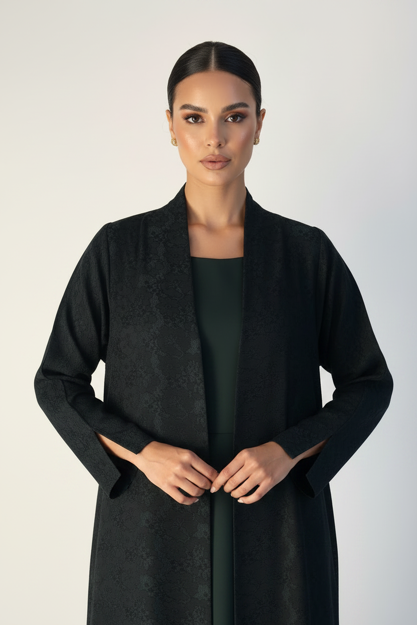C 2467-03 Dark Green Dantel Abaya