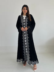 C 2470 Black Crystal Lace Abaya