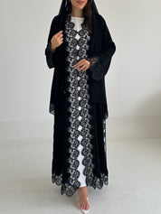 C 2470 Black Crystal Lace Abaya