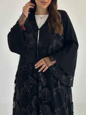 C 2471 Black Beaded Dantel Abaya