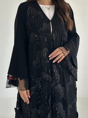 C 2471 Black Beaded Dantel Abaya