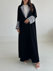 C 2472 Black White Lace Abaya