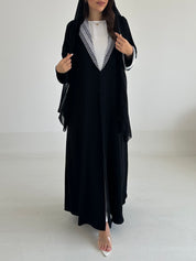 C 2472 Black White Lace Abaya