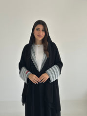 C 2472 Black White Lace Abaya