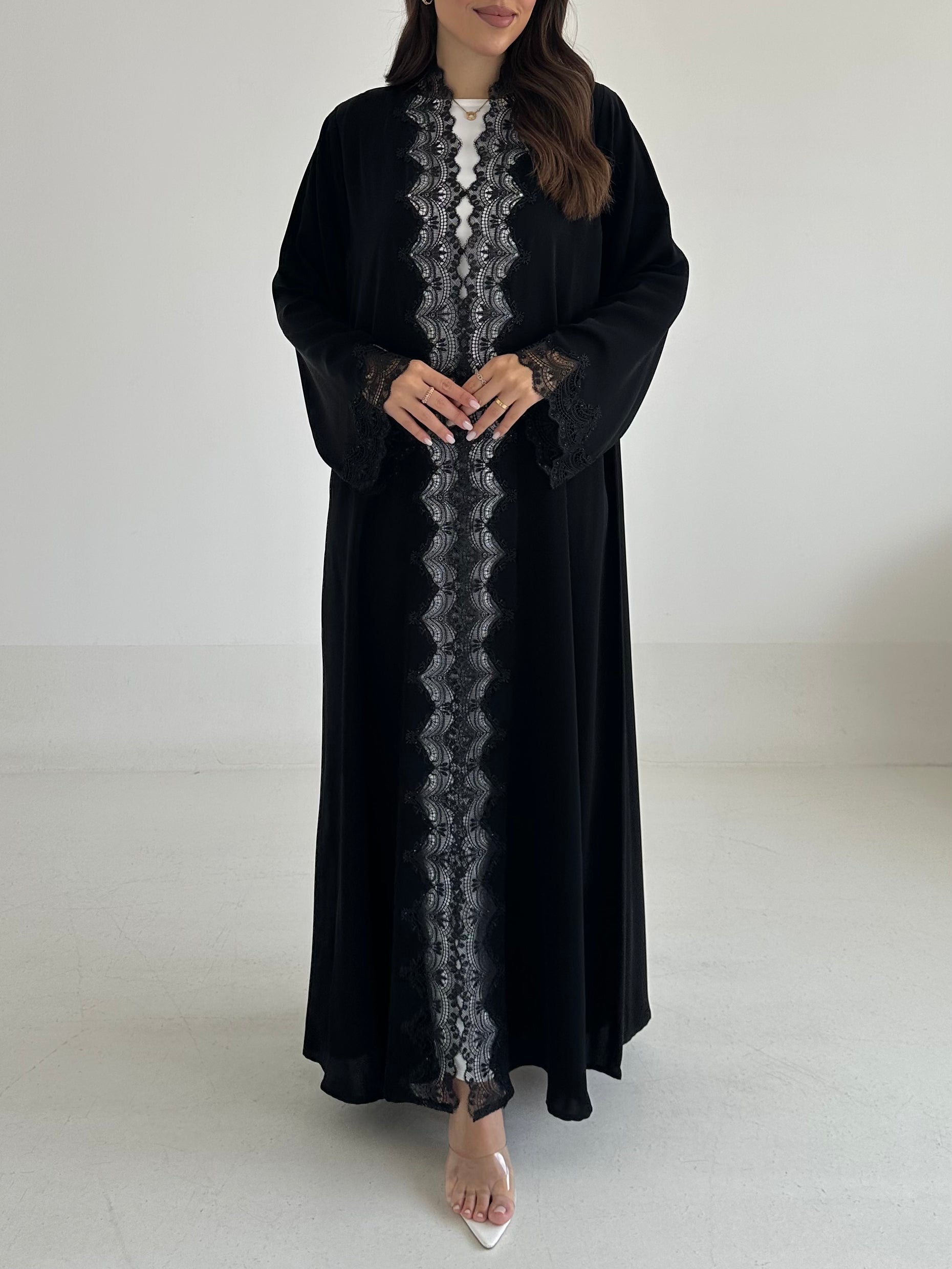 C 2473 Black Lace Abaya