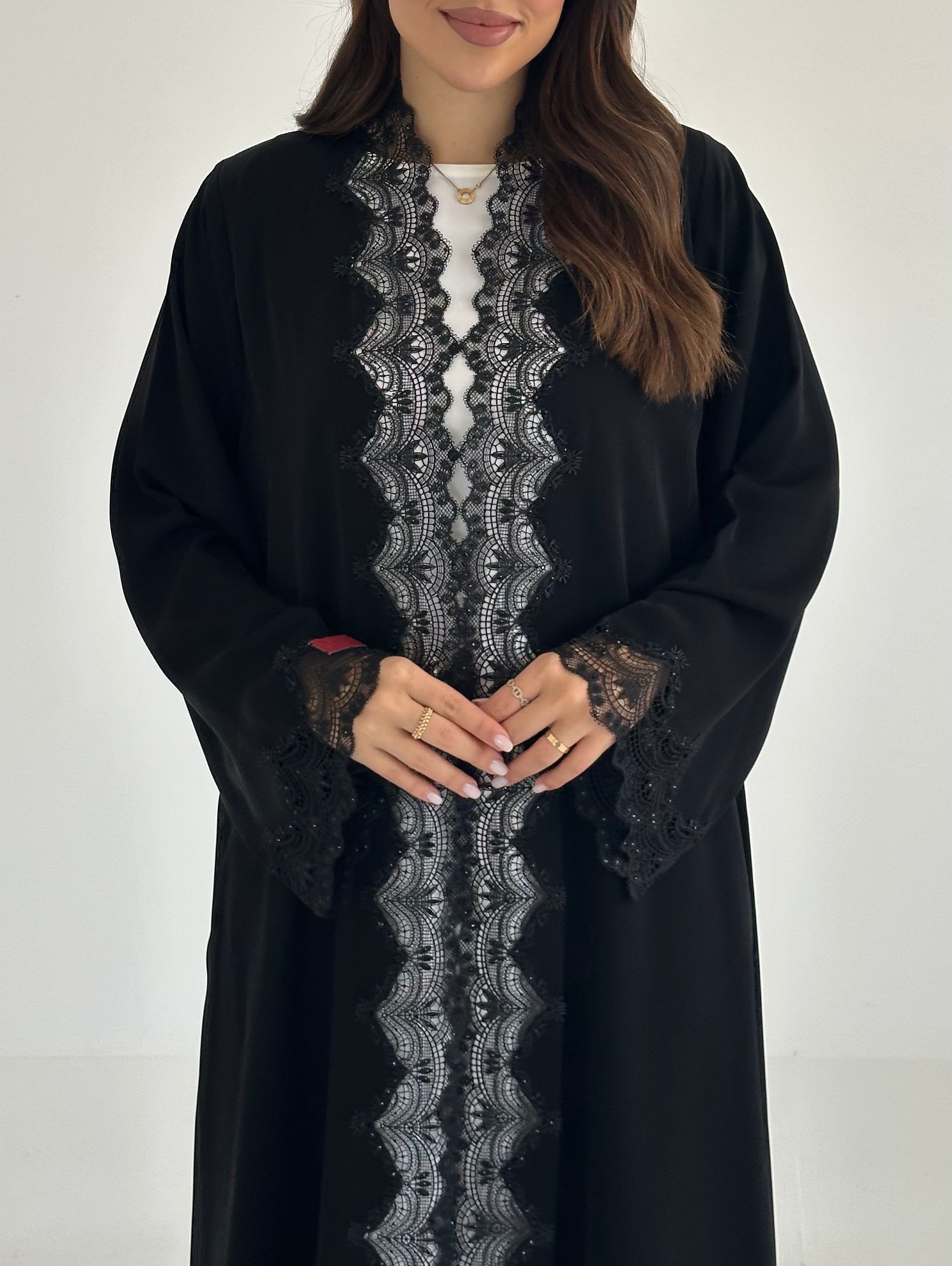 C 2473 Black Lace Abaya