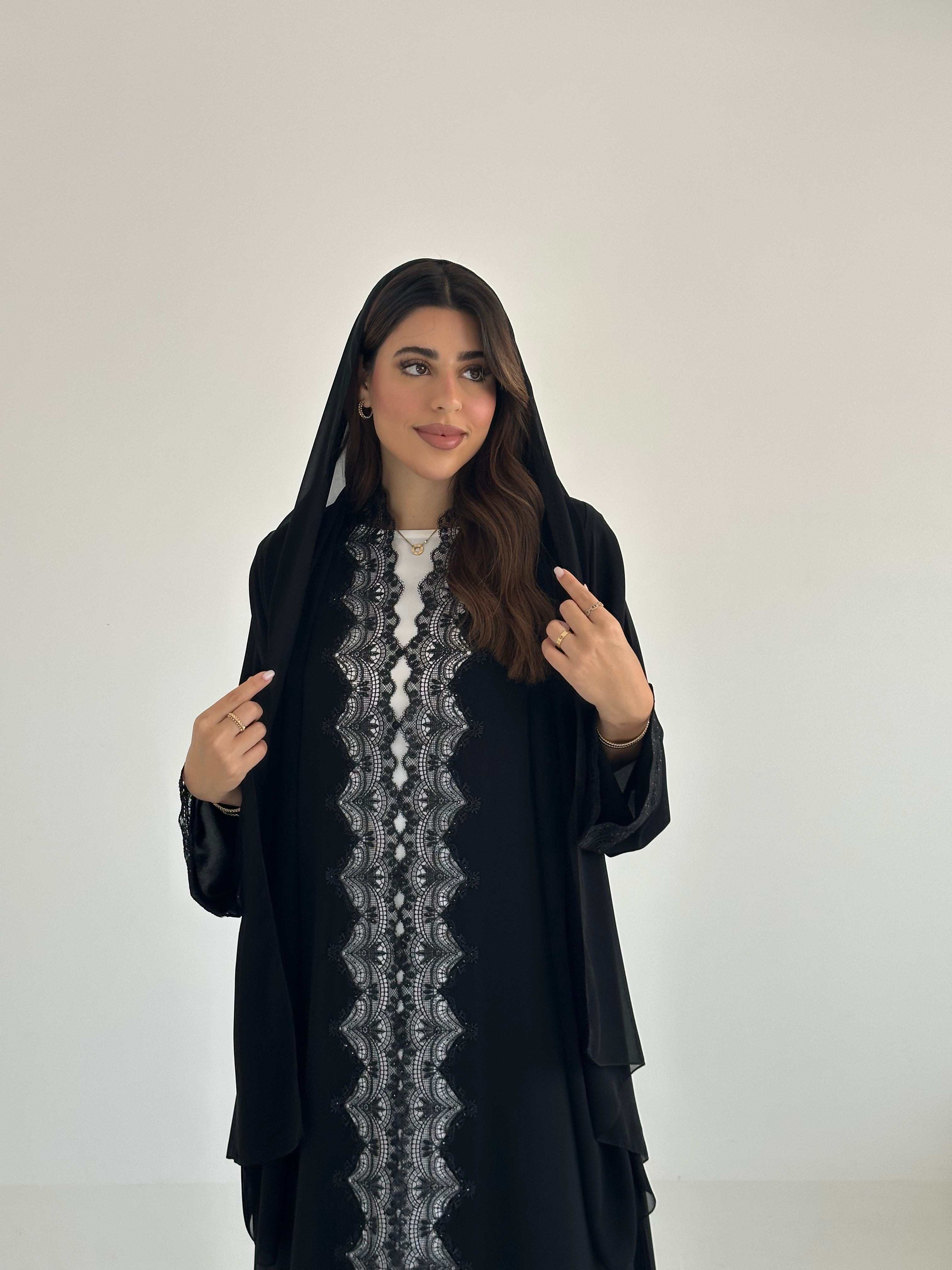 C 2473 Black Lace Abaya