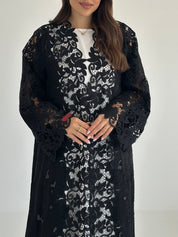 C 2474 Black Crystal Lace Abaya