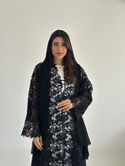 C 2474 Black Crystal Lace Abaya