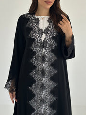 C 2475 Black Crystal Lace Abaya