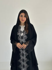 C 2475 Black Crystal Lace Abaya