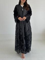 C 2476 Black Dantel Abaya