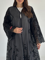 C 2476 Black Dantel Abaya