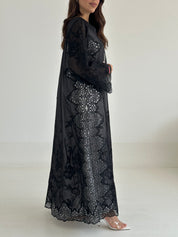 C 2476 Black Dantel Abaya
