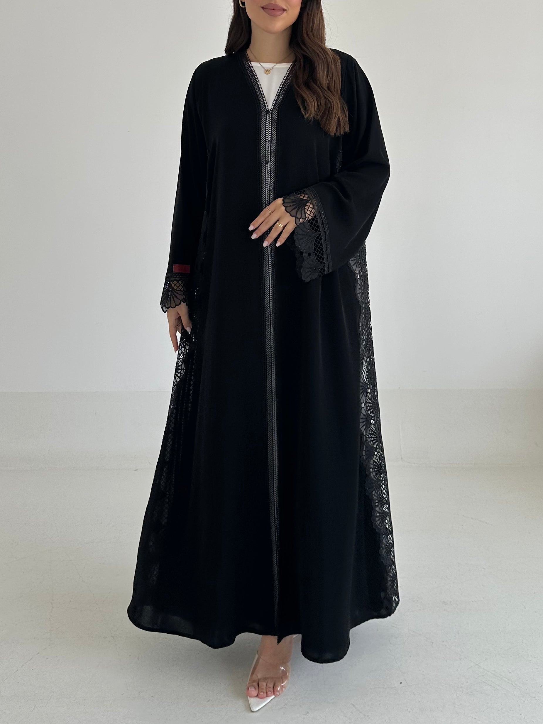 C 2477 Black Lace Abaya