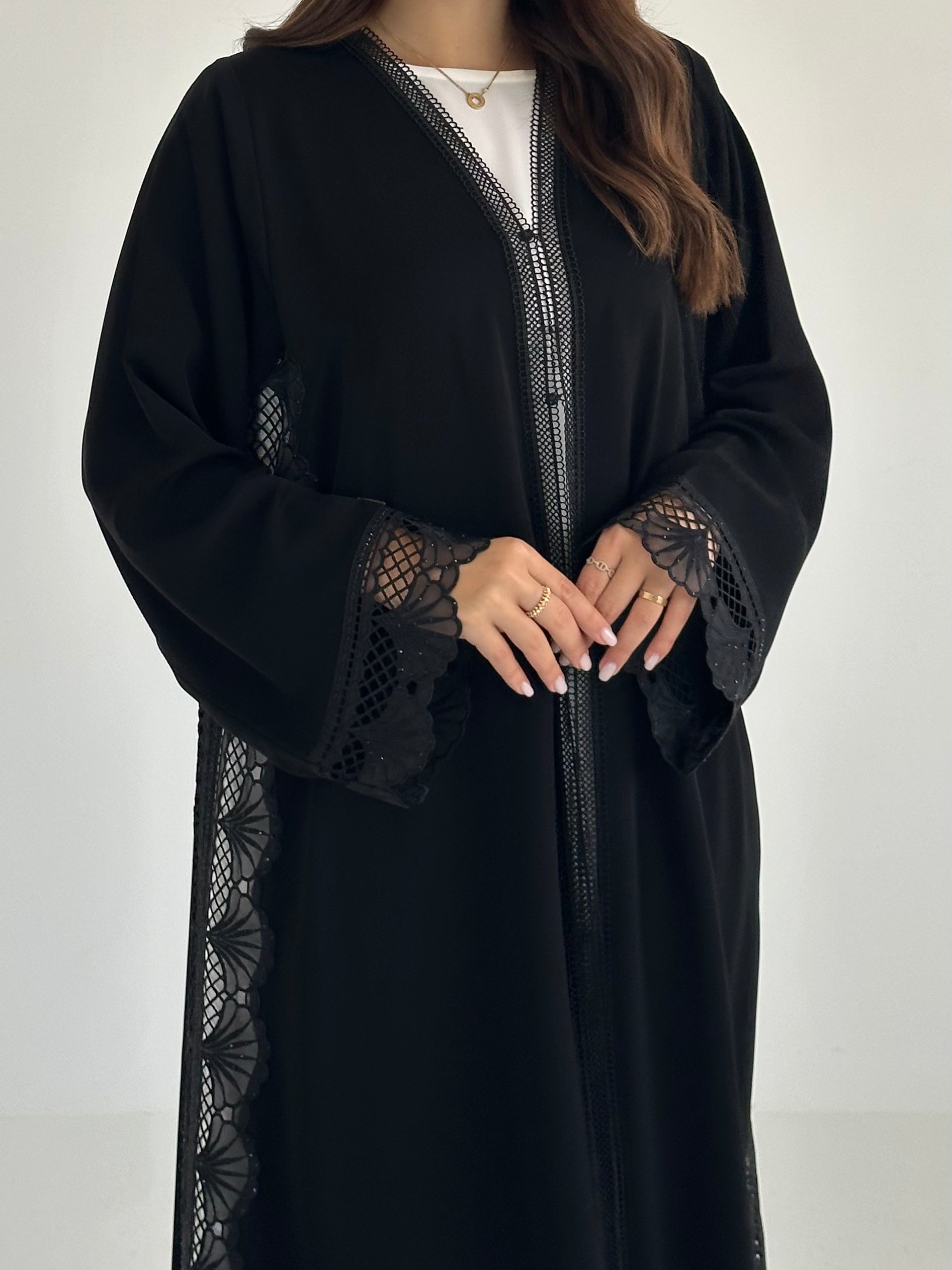 C 2477 Black Lace Abaya