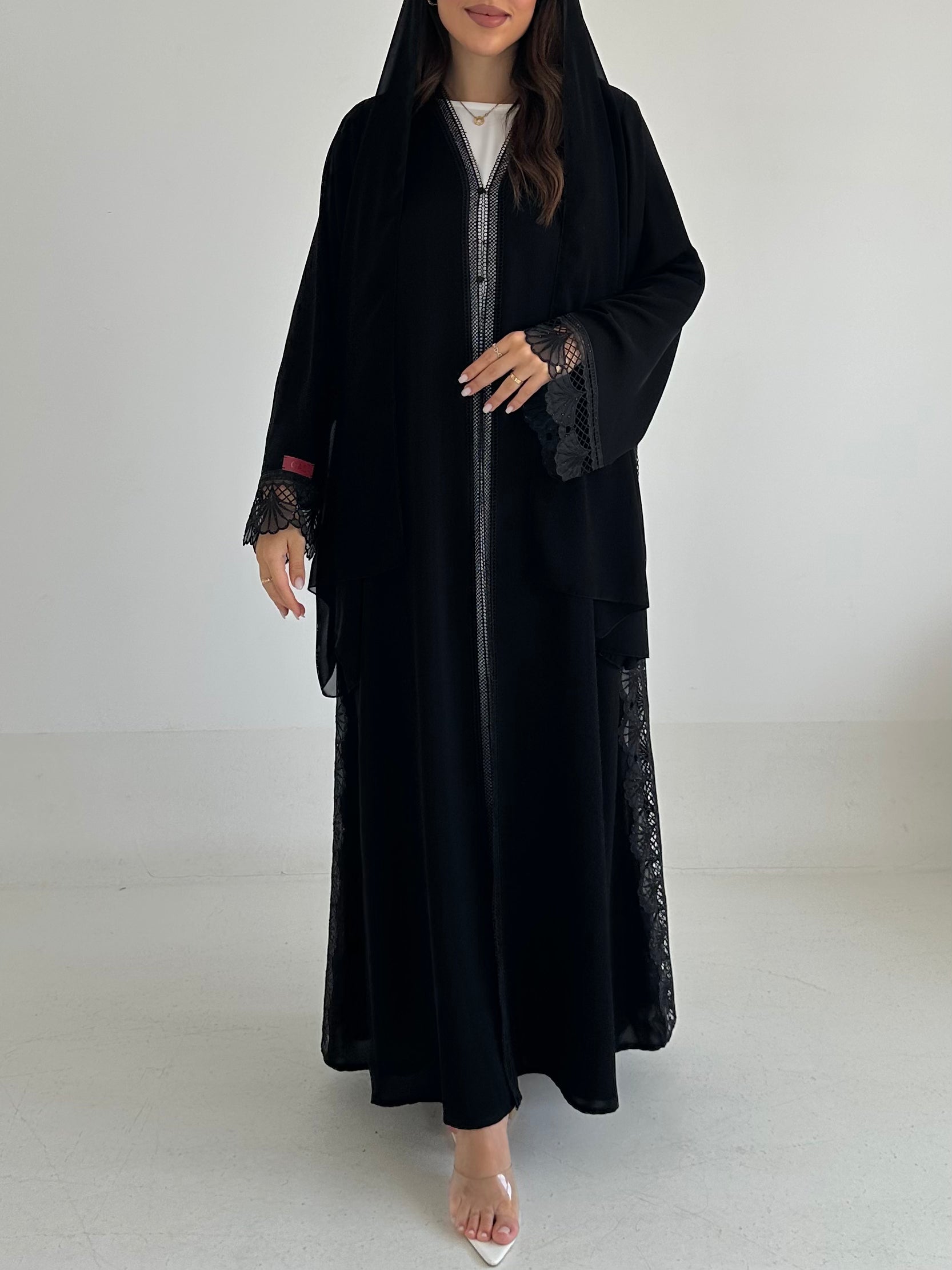 C 2477 Black Lace Abaya